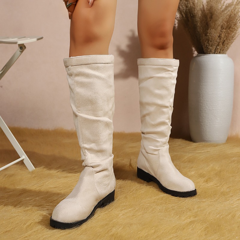 Spring Autumn Fashion Pleated  - đánh giá và giá Women'S Fashion Knee High Boots