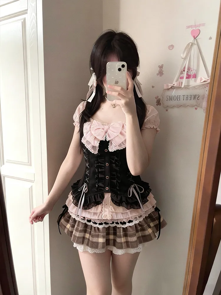Japanese Sweet Three Piece Set - đánh giá và giá Lace Trim Cami